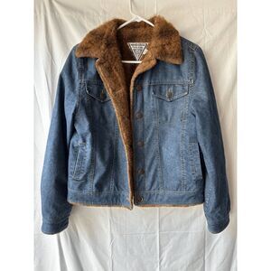 Marvin Richards Faux Fur Lined Denim Jacket Womens Size Small